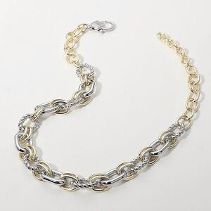 Chunky 14K GP Two Tone Mixed Link Necklace